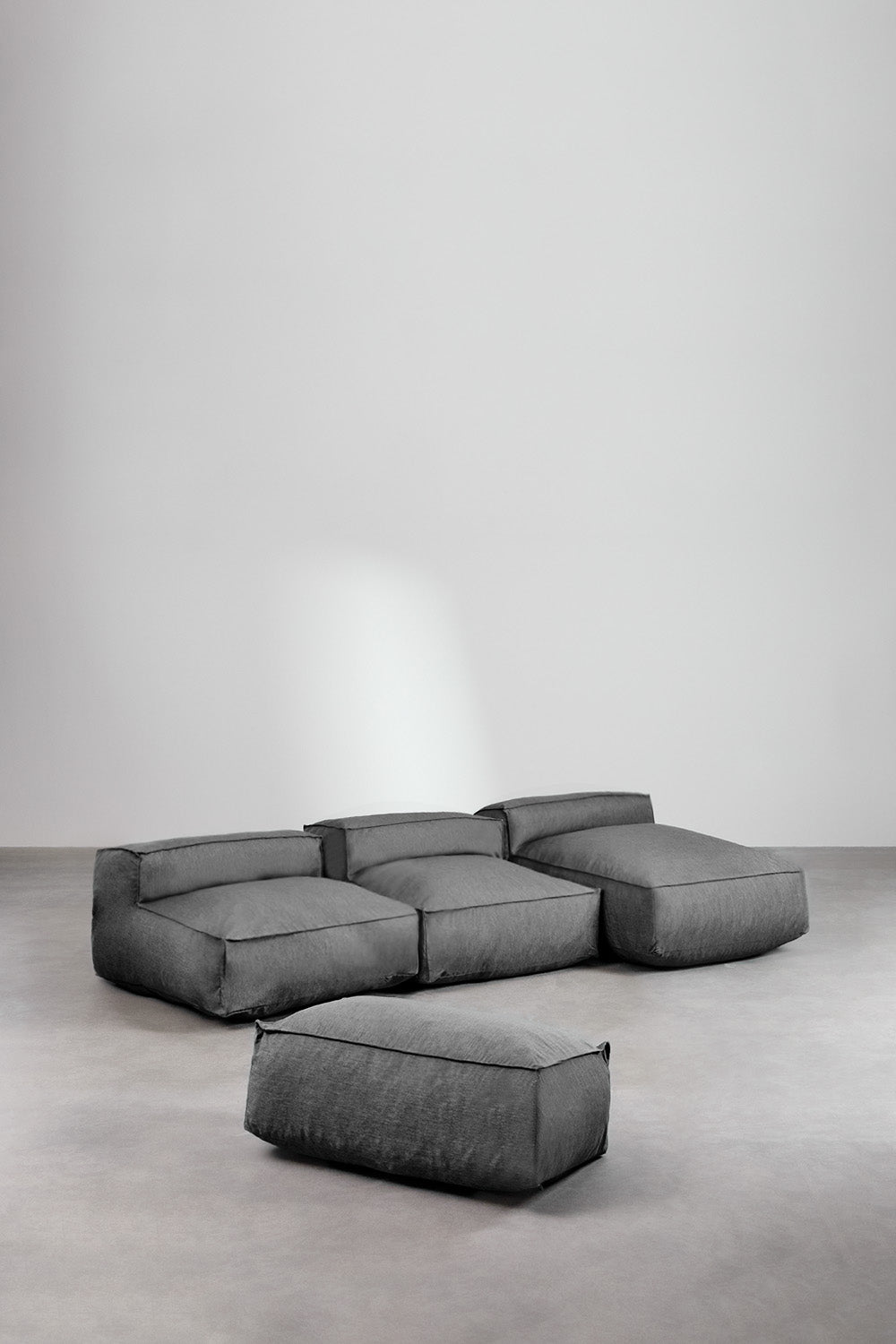 Modulinė lauko sofa VELVA su šezlongu ir pufu, granito pilka