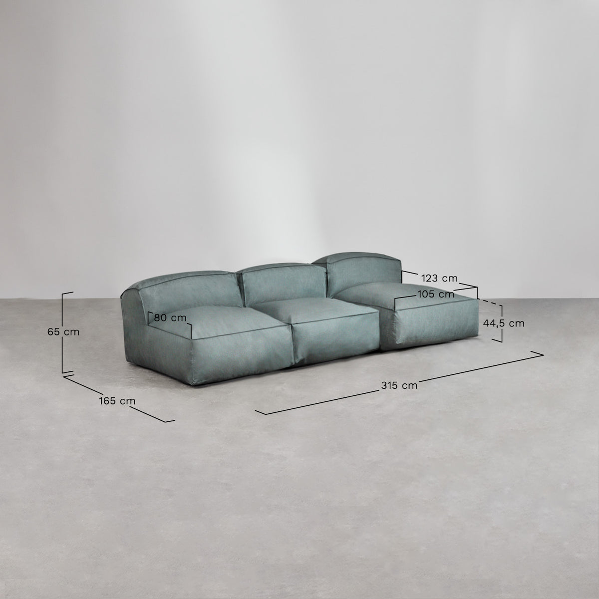 Modulinė lauko sofa VELVA su šezlongu ir pufu, kreminė
