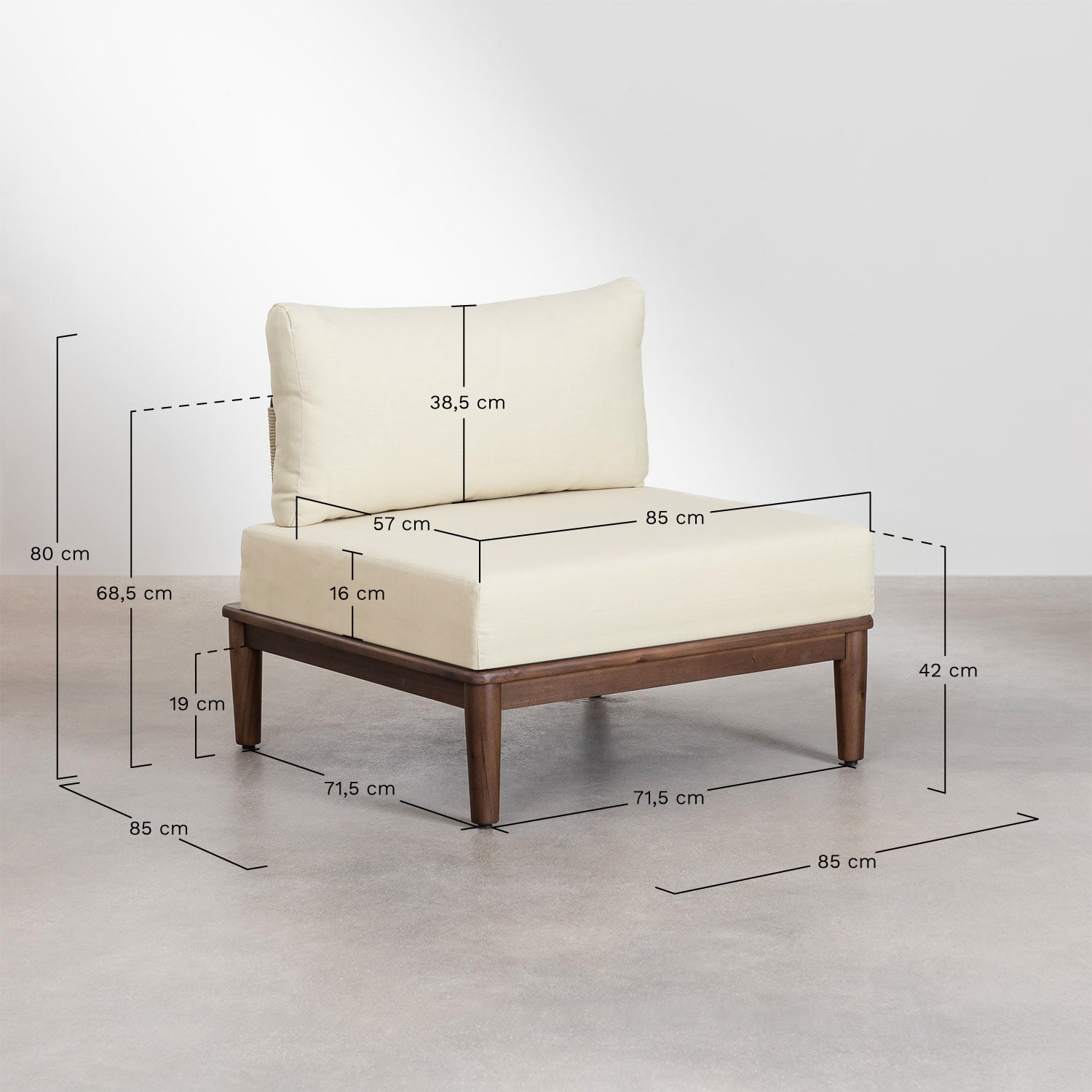 Modular sofa section MODENA, acacia.