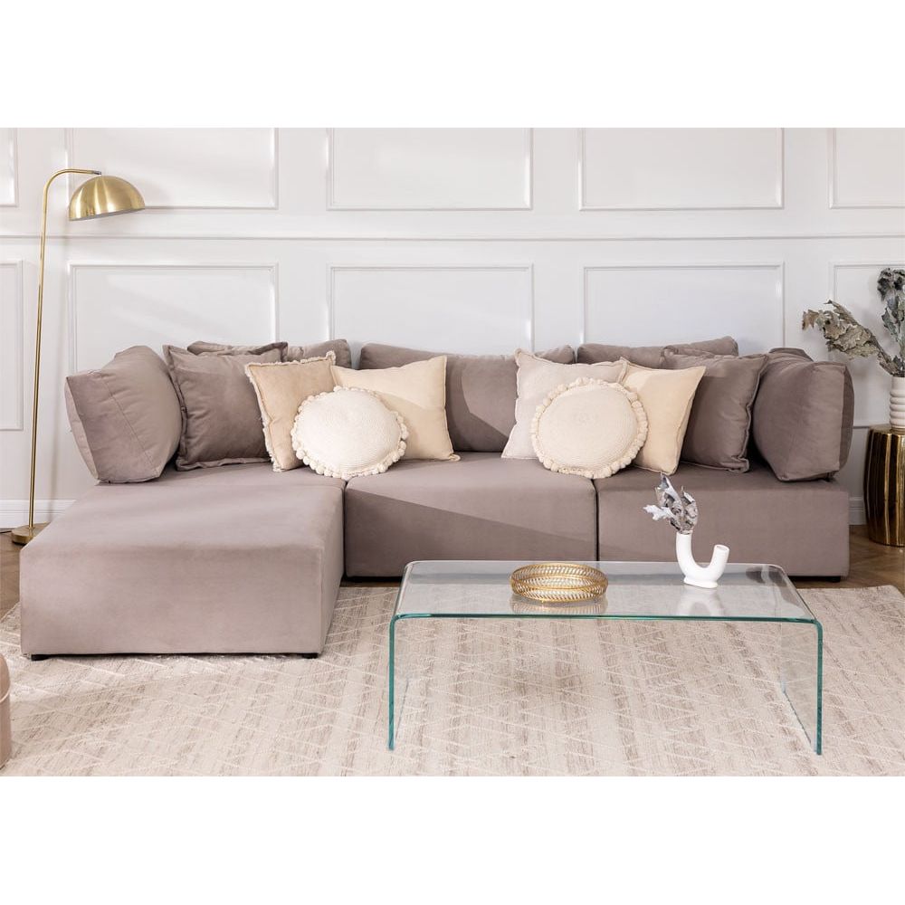 Modulinė sofa KATA, aksomas, ruda spalva