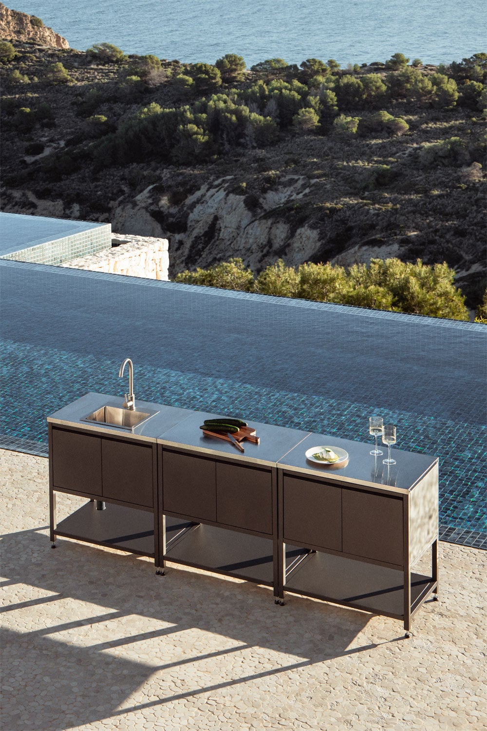 Outdoor kitchen CULINARA, three-piece, graphite grey