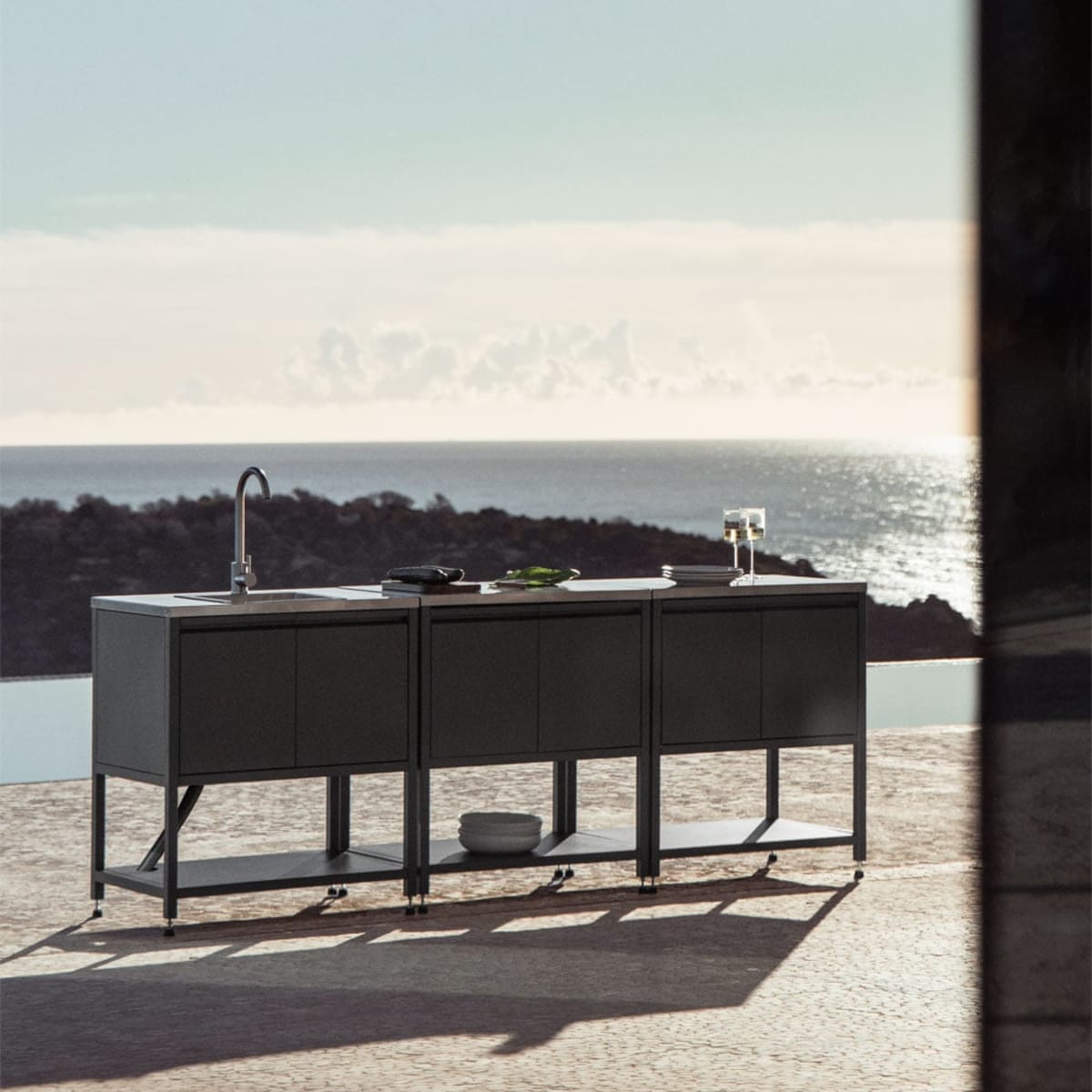 Outdoor kitchen CULINARA, three-piece, graphite grey