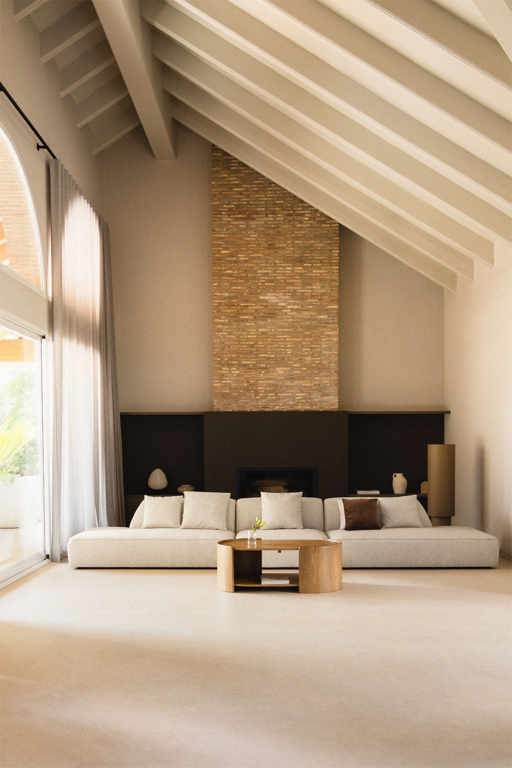 Kampinė sofa KARDENA, kreminis boucle, 3 d. dvigubas gultas