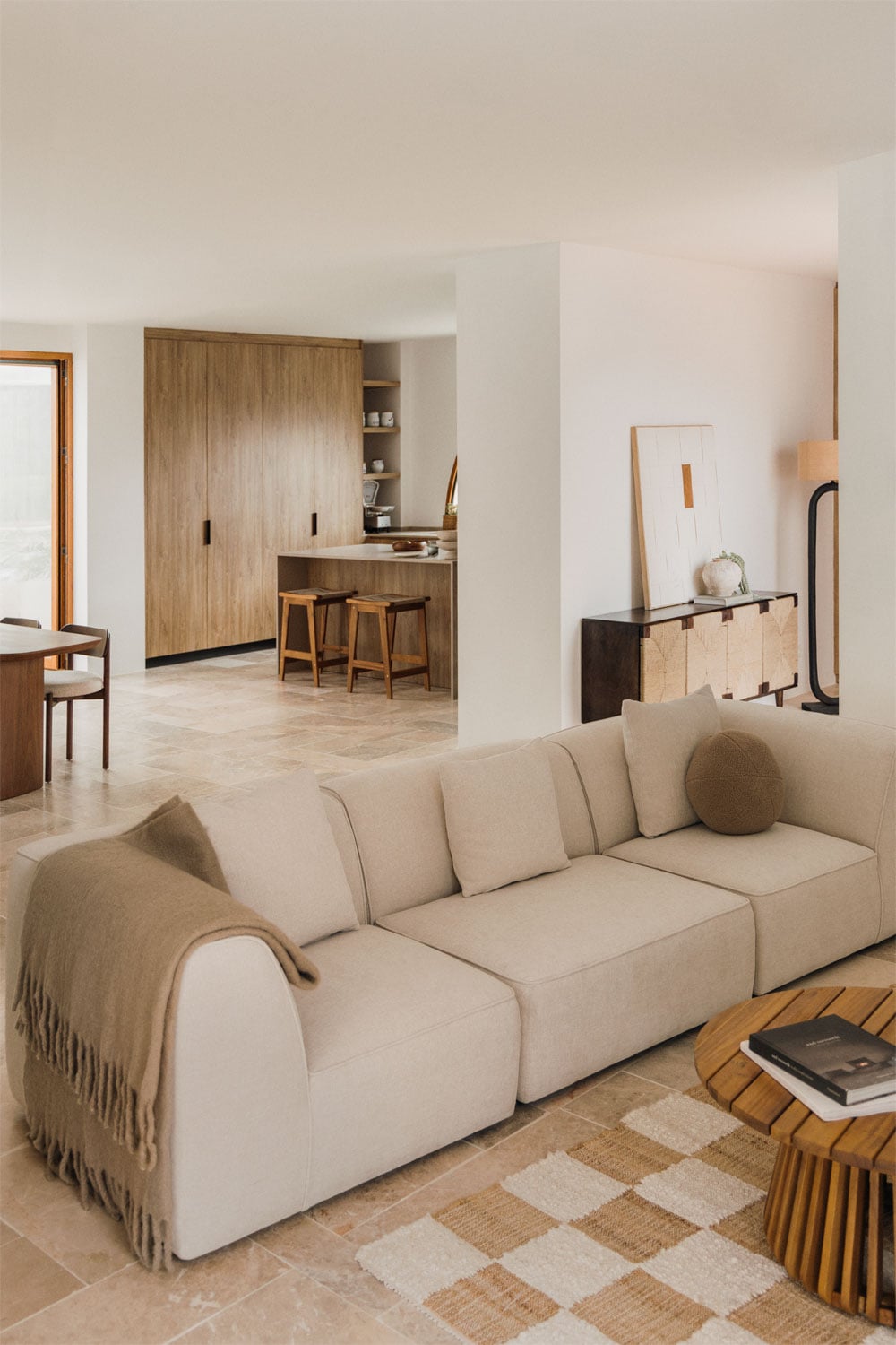 Modulinė sofa KARDENA, kreminis šenilas boucle