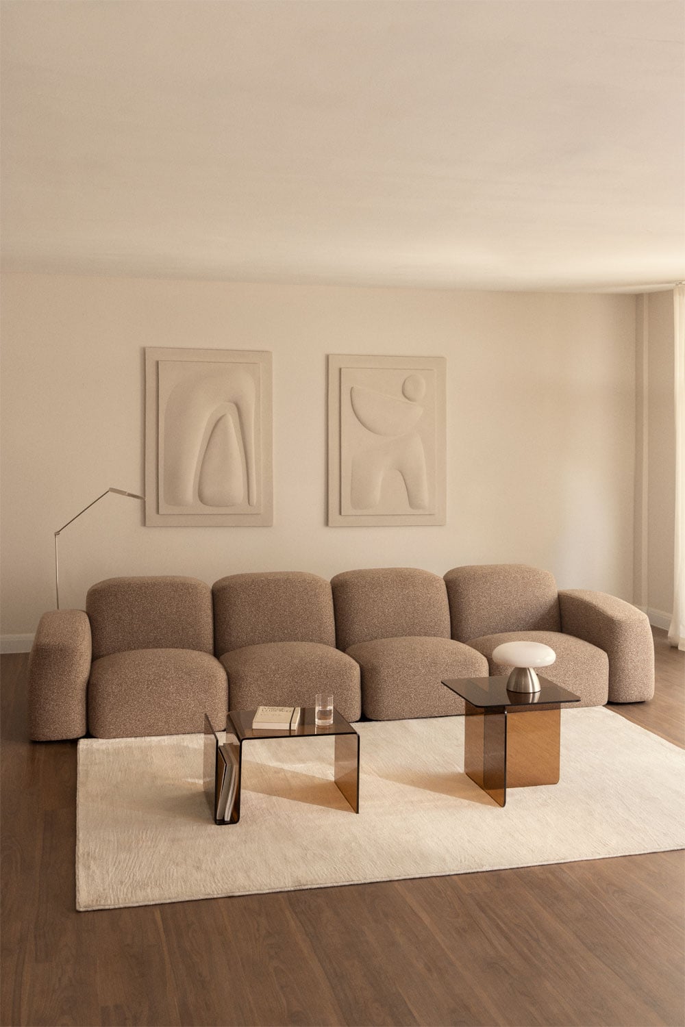 Modulinė sofa BASTIENA, rudos mokos boucle boucle