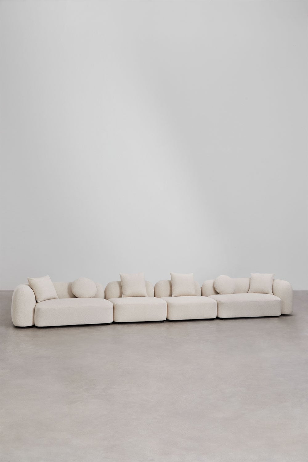 Modulinė sofa KOKONA, šenilo audinys, balta spalva