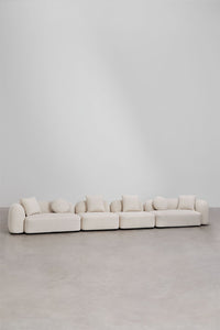 Modulinė sofa KOKONA, šenilo audinys, balta spalva