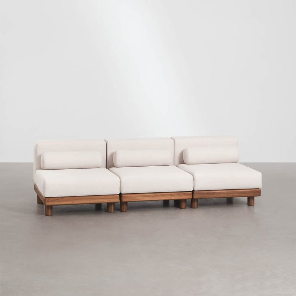 Three-seater modular sofa KORKO, acacia
