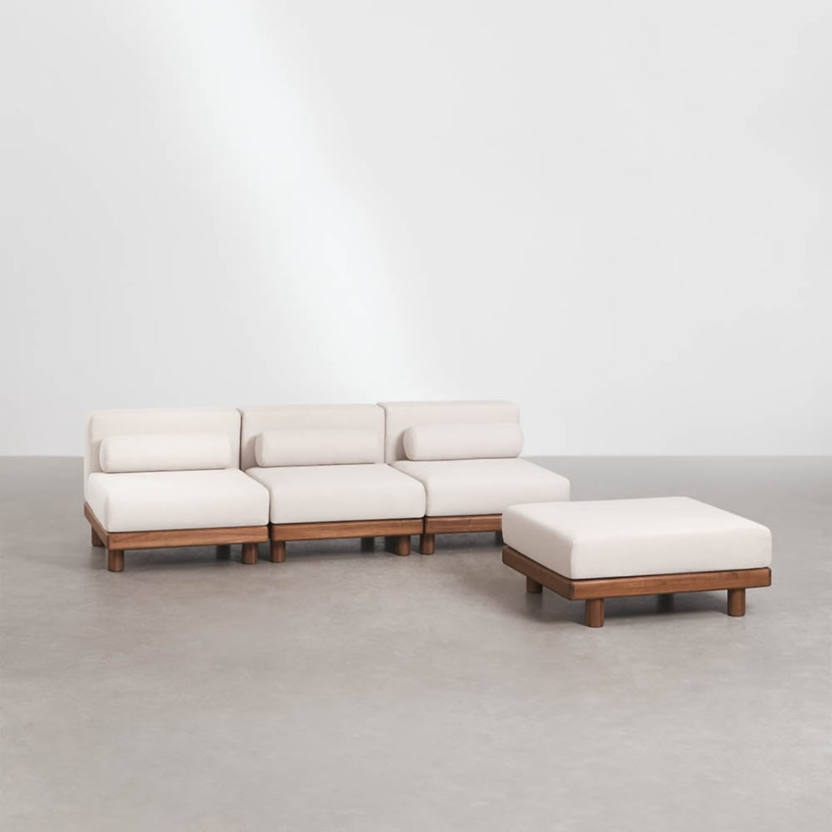 Modulinė lauko sofa KORKO su pufu, akacija