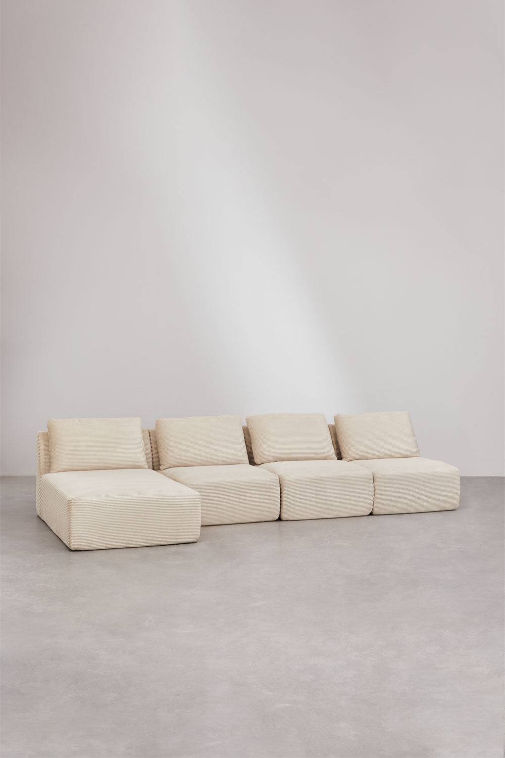 Kampinė sofa TEMPLENA, smėlio linas, 330 cm, kairė
