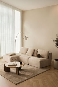 Modulinė sofa TEMPLENA su kairiuoju gultu, smėlio spalvos velvetas, 3 dalys