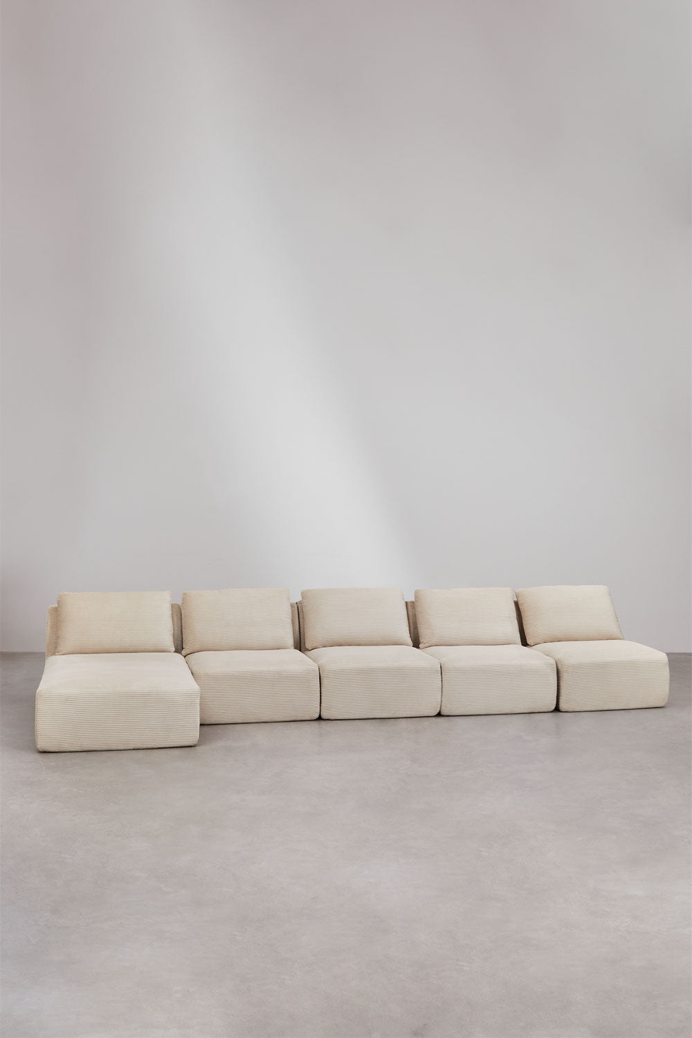 Kampinė sofa TEMPLENA, smėlio linas, 410 cm, kairė