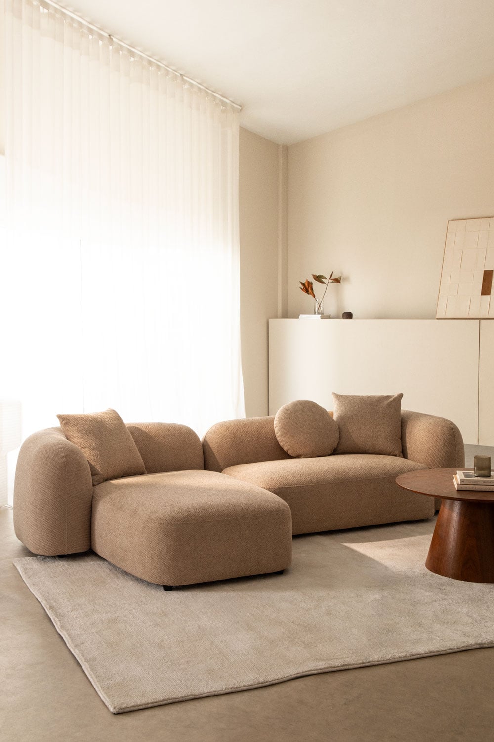 Modulinė sofa KOKONA – bendras vaizdas storas šenilo audinys