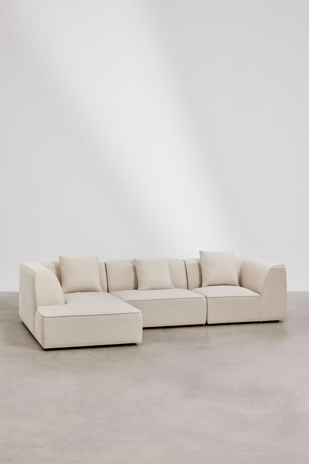 Modulinė sofa BASTIENA visu dydžiu, storas baltas šenilas boucle