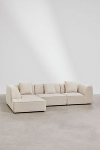 Modulinė sofa BASTIENA visu dydžiu, storas baltas šenilas boucle