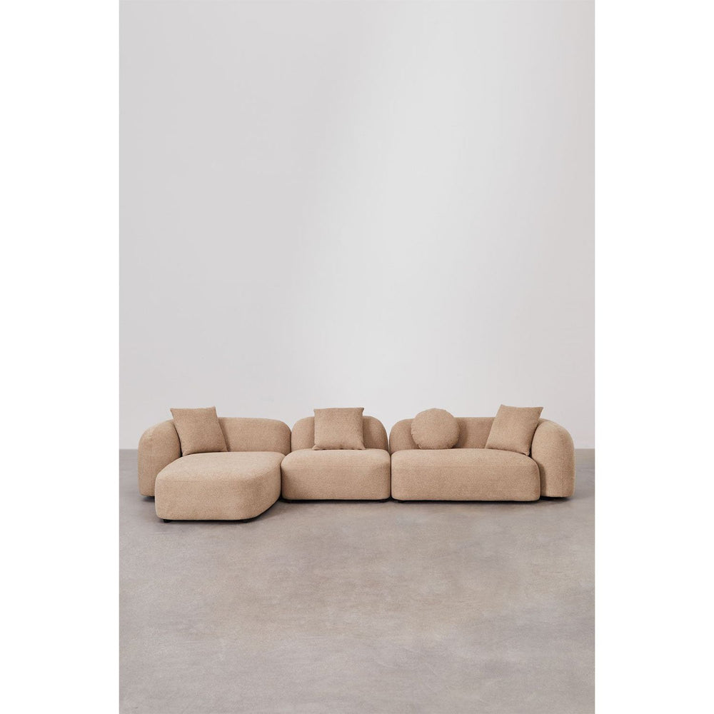 Kampinė, modulinė sofa LUCIA, kairė, ruda