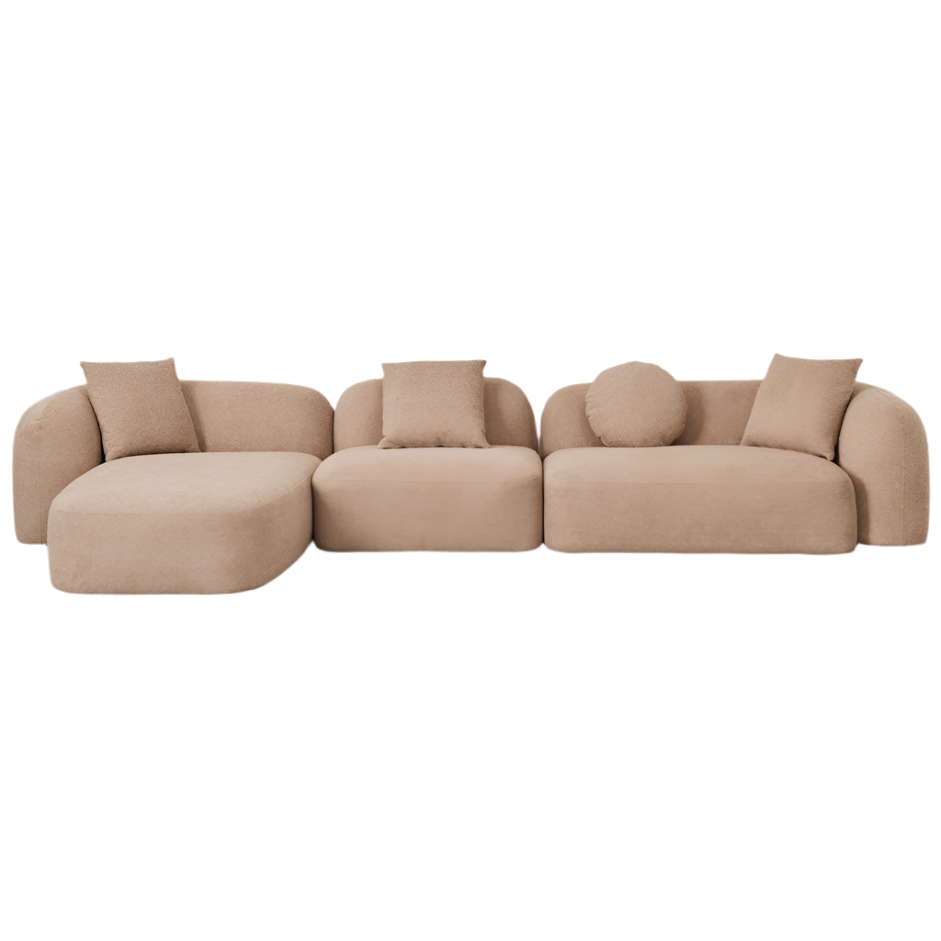 Kampinė, modulinė sofa LUCIA, kairė, ruda