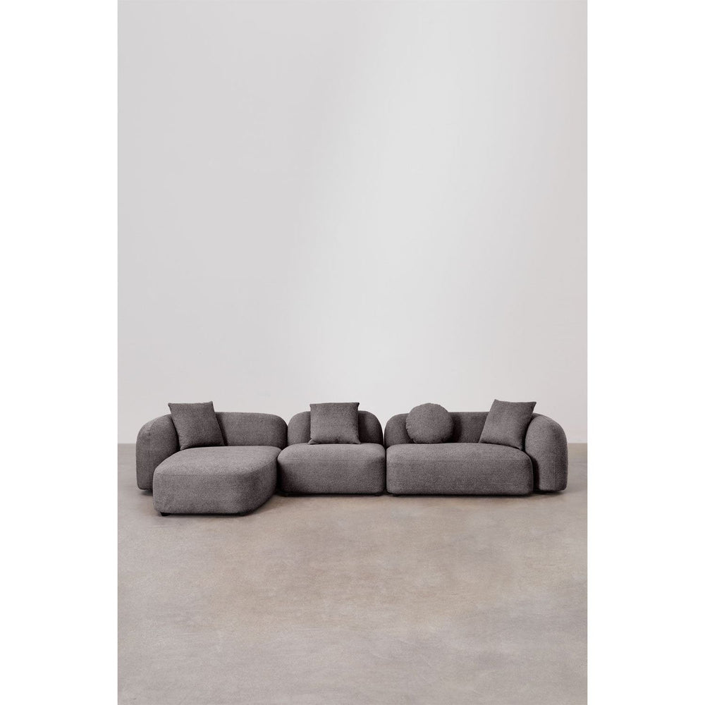 Kampinė, modulinė sofa LUCIA, kairė, pilka