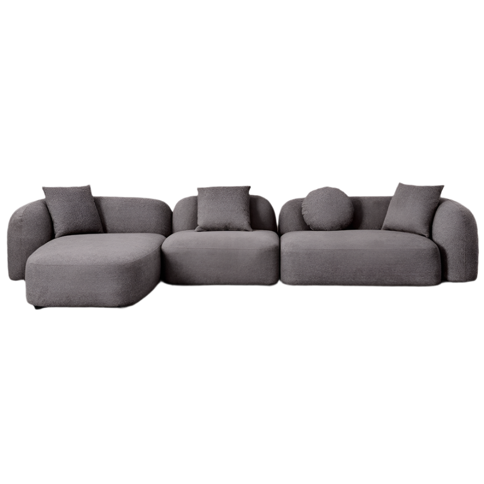 Kampinė, modulinė sofa LUCIA, kairė, pilka