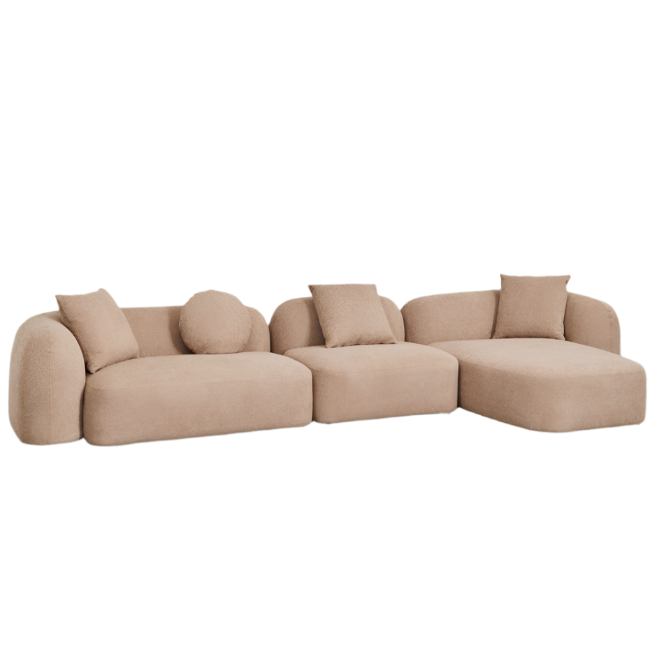 Kampinė, modulinė sofa LUCIA, dešinė, ruda