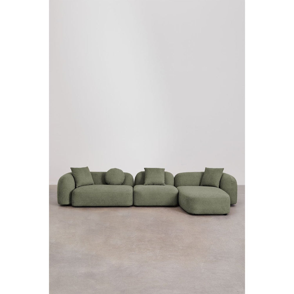 Kampinė, modulinė sofa LUCIA, dešinė, žalia