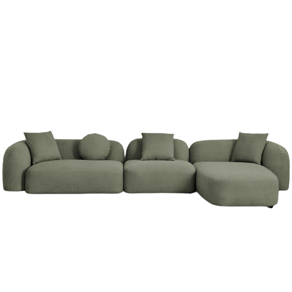 Kampinė, modulinė sofa LUCIA, dešinė, žalia