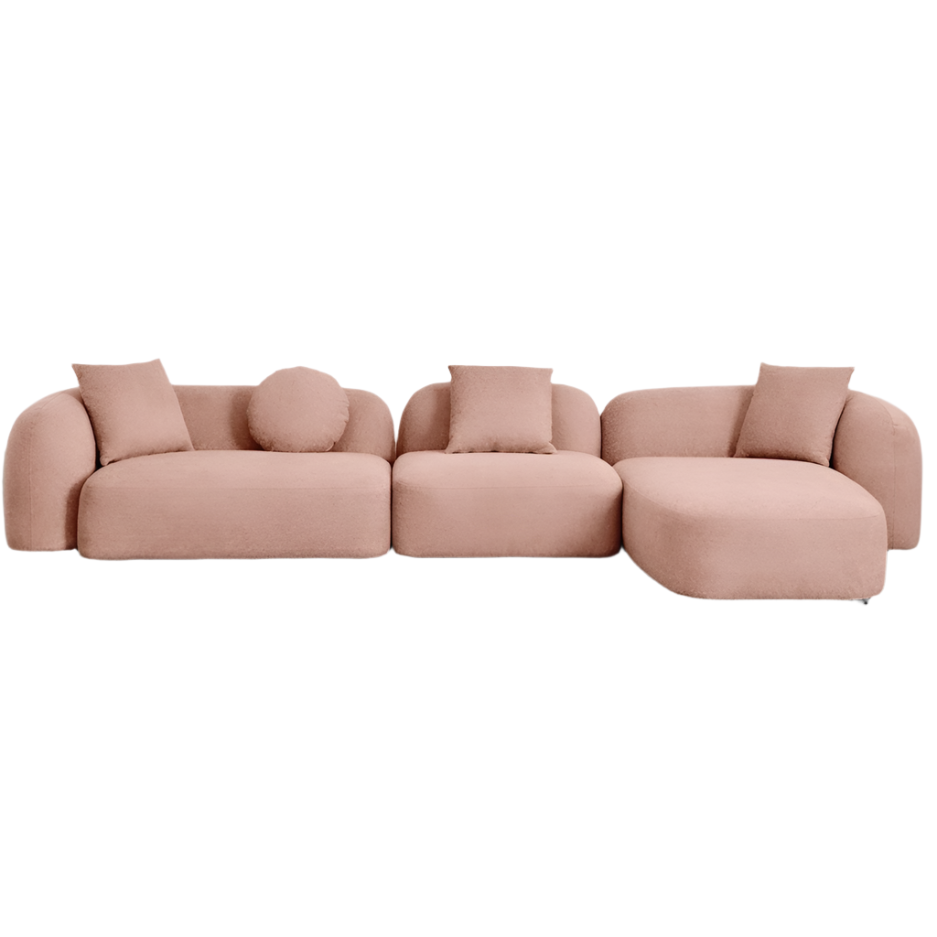 Kampinė, modulinė sofa LUCIA, dešinė, rausva
