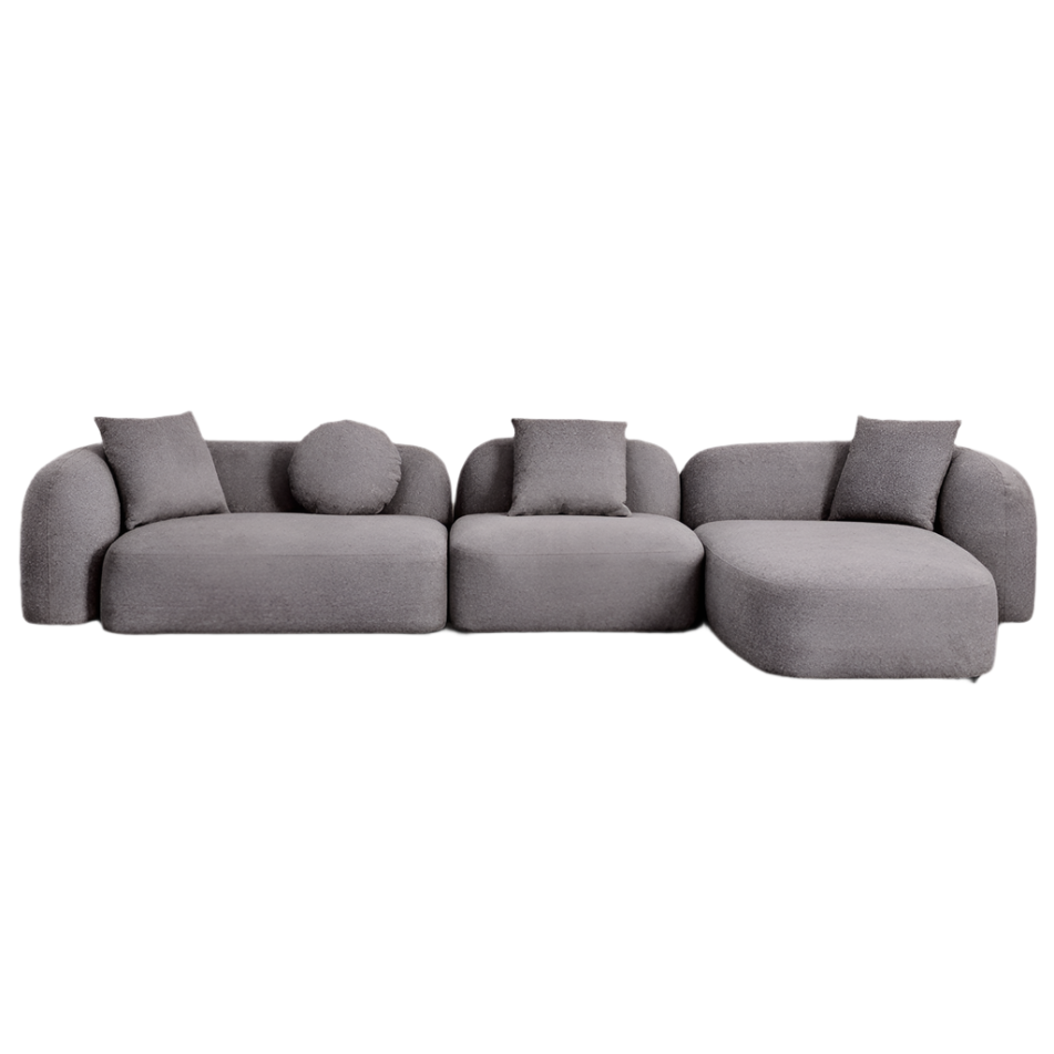 Kampinė, modulinė sofa LUCIA, dešinė, pilka