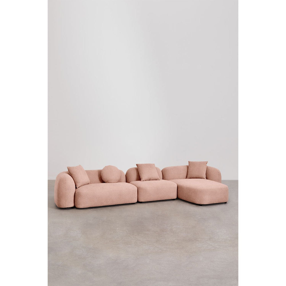 Kampinė, modulinė sofa LUCIA, dešinė, rausva