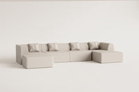 Modulinė sofa KARDENA su dešiniuoju gultu ir pufu – kraštų apdailos detalė