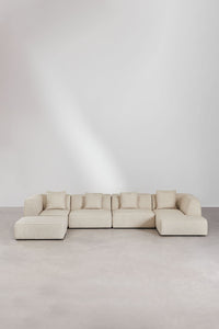 Modulinė sofa KARDENA su dešiniuoju gultu ir pufu – kitu rakursu