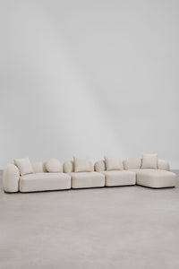 Sofa KOKONA baltame fone šenilo audinys
