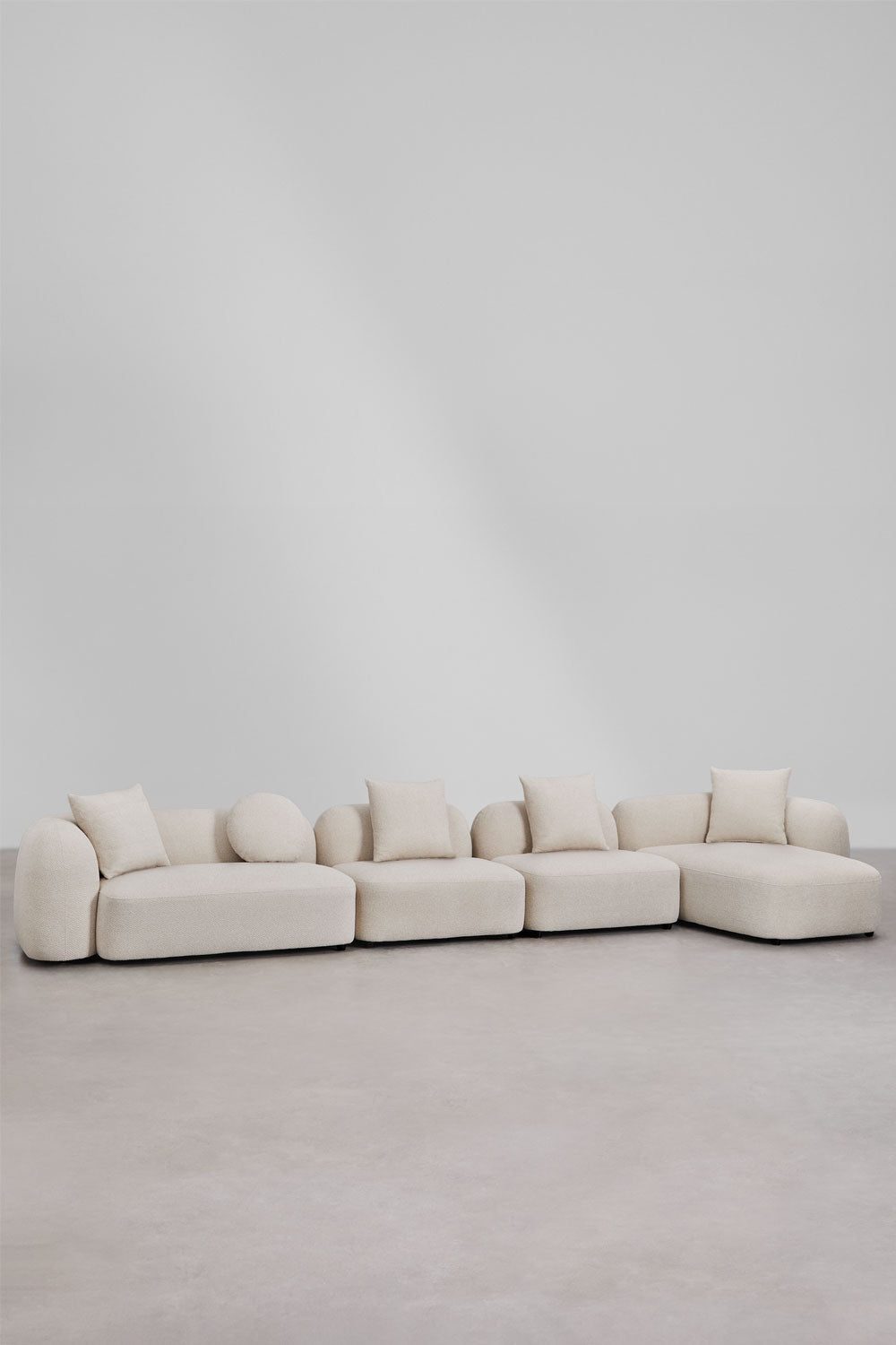 Sofa KOKONA su gultu, balta, 480 cm, dešinė