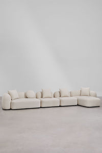 Sofa KOKONA su gultu, balta, 480 cm, dešinė