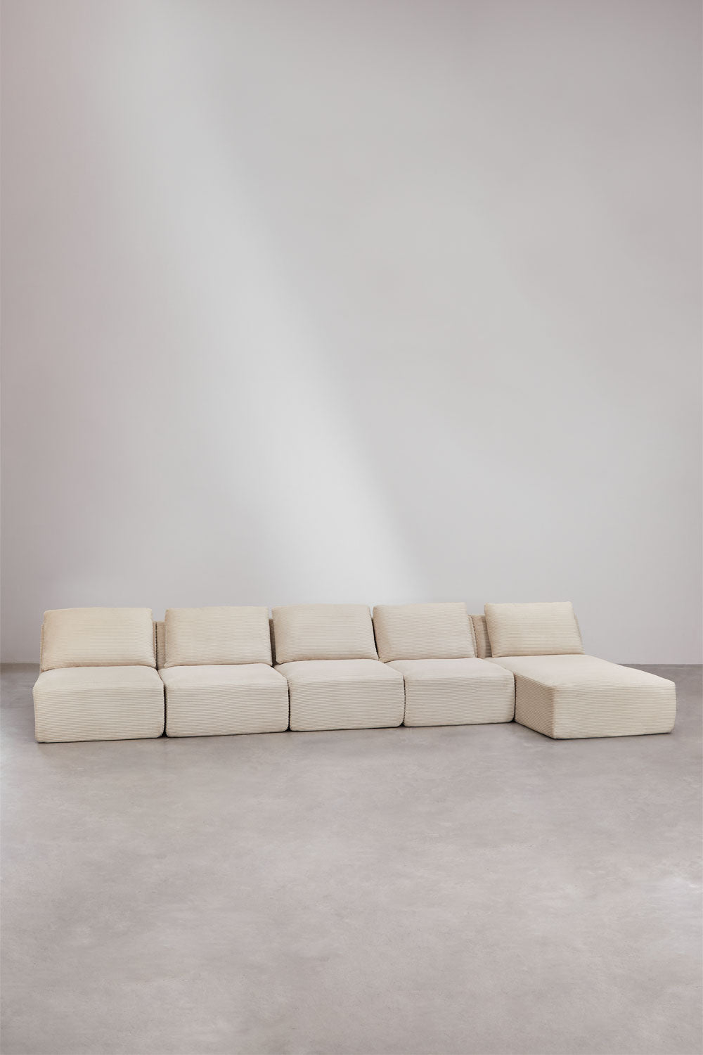 Kampinė sofa TEMPLENA, smėlio linas, 410 cm, dešinė