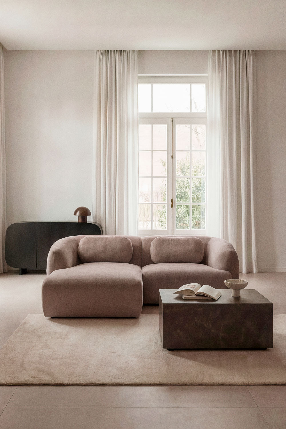 Modulinė sofa KOKETERA, kviečių spalvos šenilas, 2 dalys, 200 cm