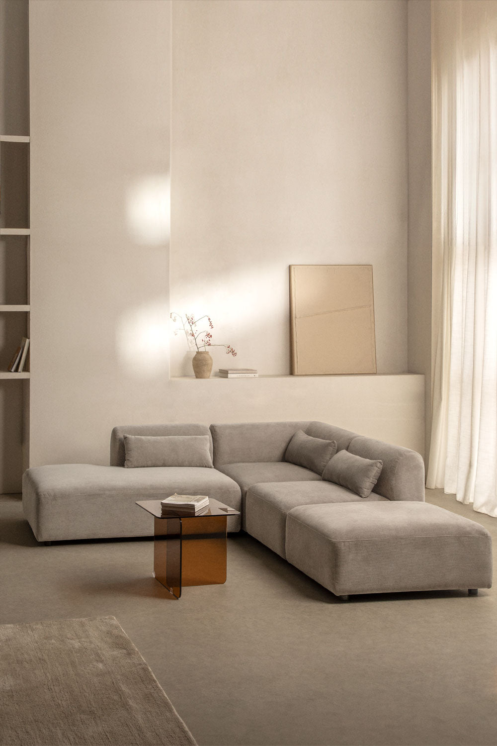 Kampinė sofa FOGLERA, pilka, 272x242