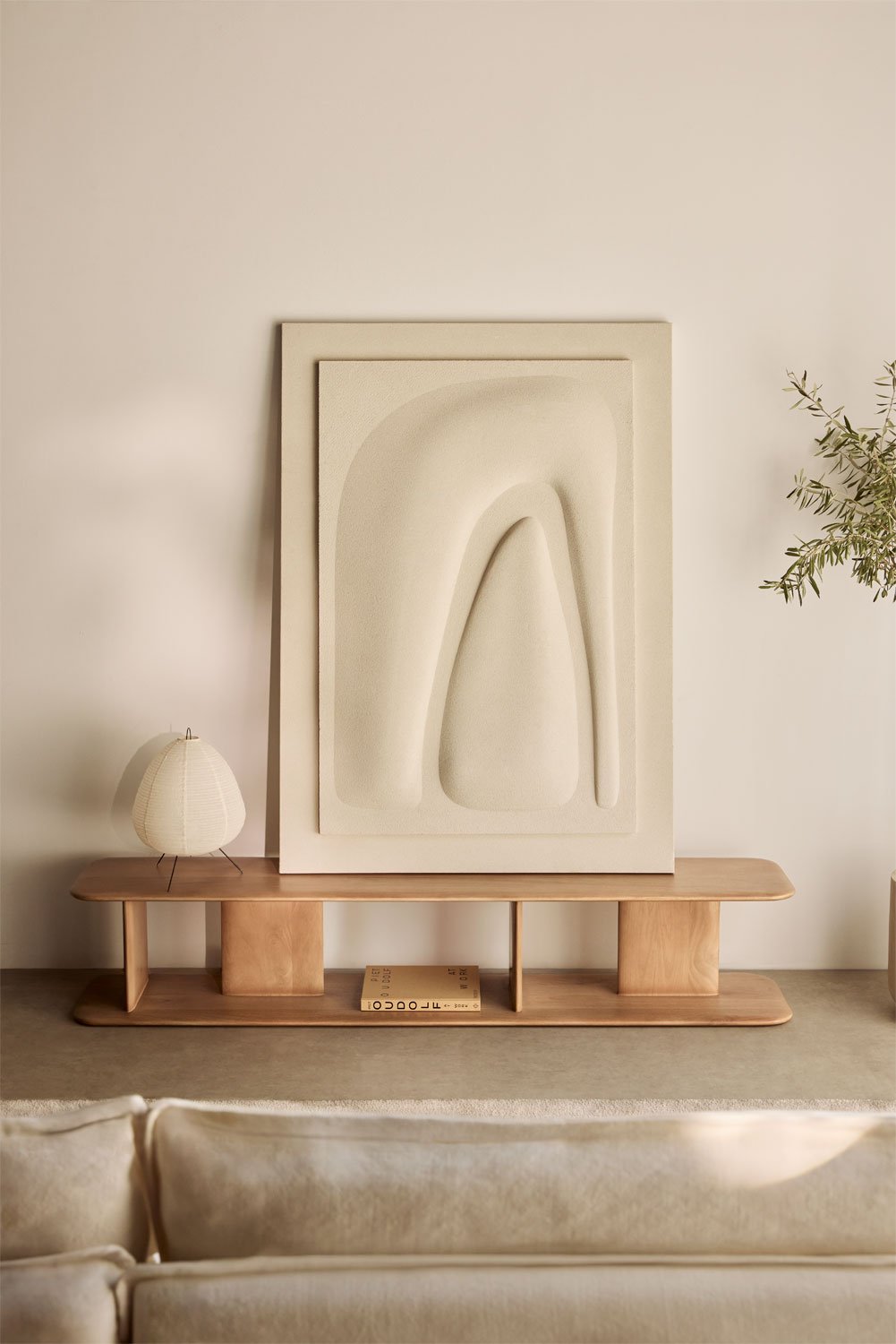 TV spintelė ZENEERO 180 cm iš mango medienos tvarkingai svetainei