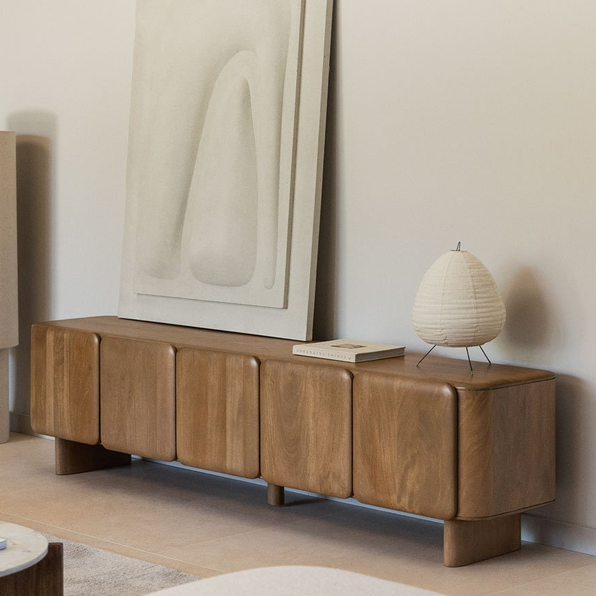 TV spintelė ZENEERO 215 cm, mango mediena