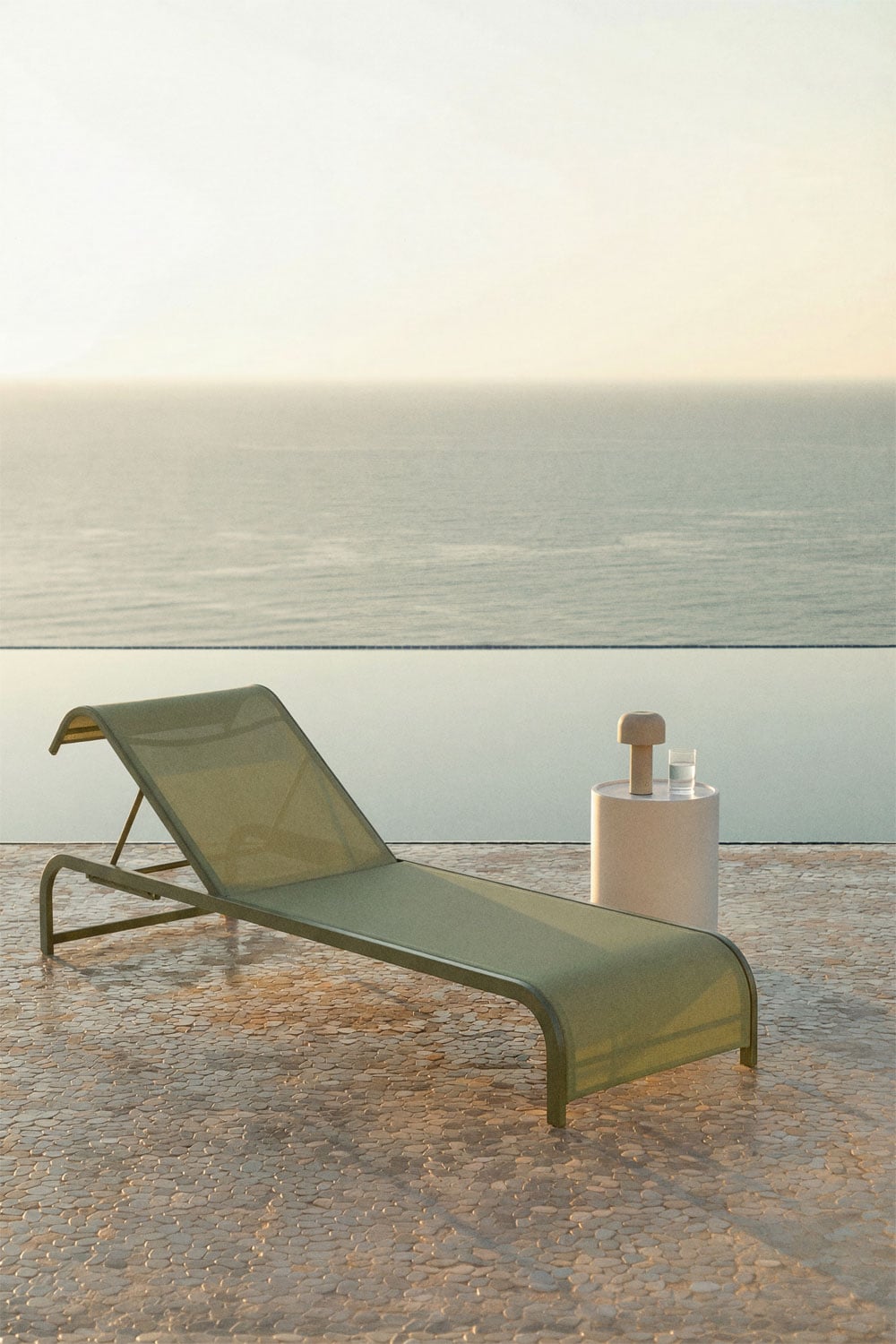 Adjustable Lounger SOLENTO, Olive Green