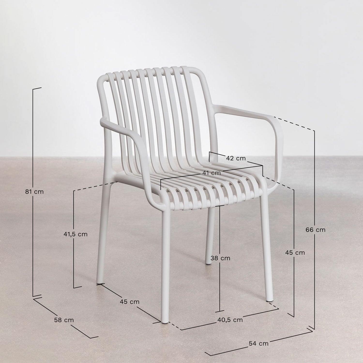 Outdoor chair WENDELL, with armrests, cream