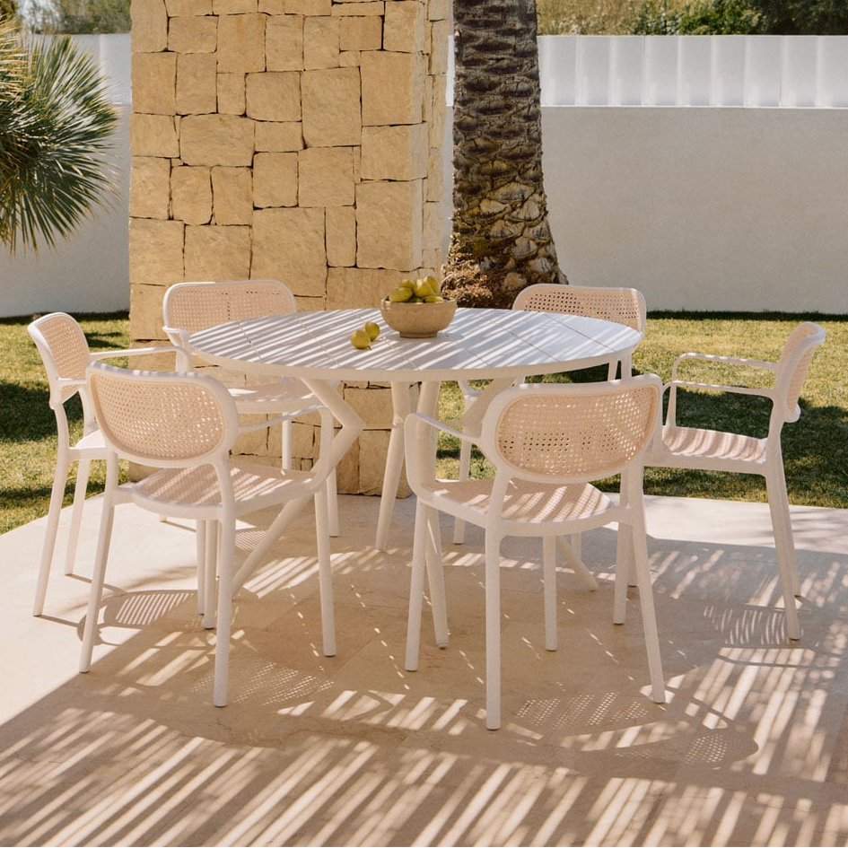 Outdoor dining set VALERIE, armchairs, 6 chairs, white