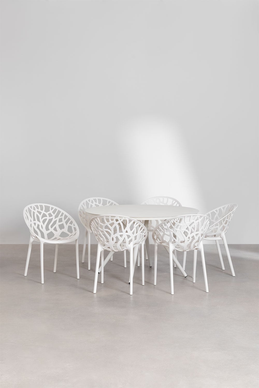Outdoor dining set VALERIE, white, 6 chairs