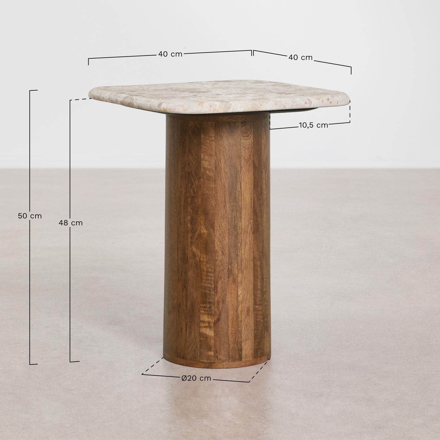 KELAUNO 40x40 cm bedside table, stone