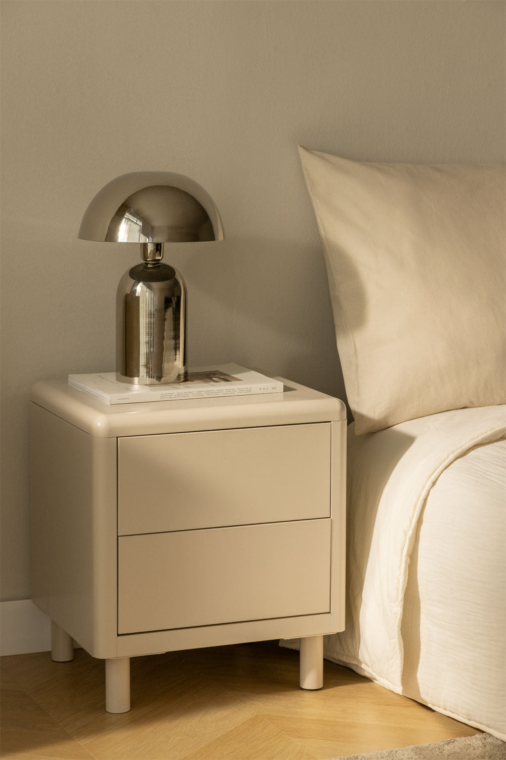 Bedside table MIGARO, metal, light color