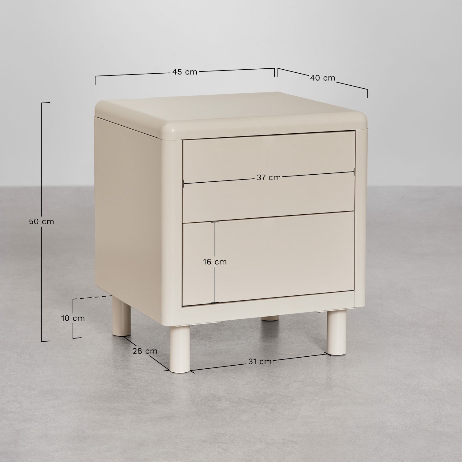 Bedside table MIGARO, metal, light color
