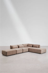 Kampinė sofa FOGLERA kupranugario spalvos, šenilo