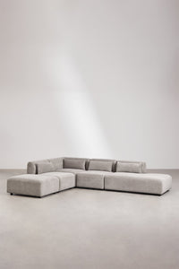 Kampinė sofa FOGLERA pilka spalvos, šenilo