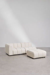 Kampinė sofa ELIOTA – bendras vaizdas boucle audinys