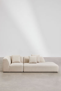 Modulinė kampinė sofa KARDENA su dešiniuoju gultu – artimas planas